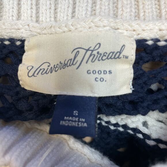 Universal Thread Womens Striped Long Sleeve Open Knit Sweater S Blue & White - Picture 4 of 6